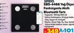 SİNBO SBS-4466 YAĞ ÖLÇER FONKSİYONLU AKILLI BLUETOOTH TARTI BASKÜL